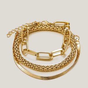 Set of 3 gold tone bracelets